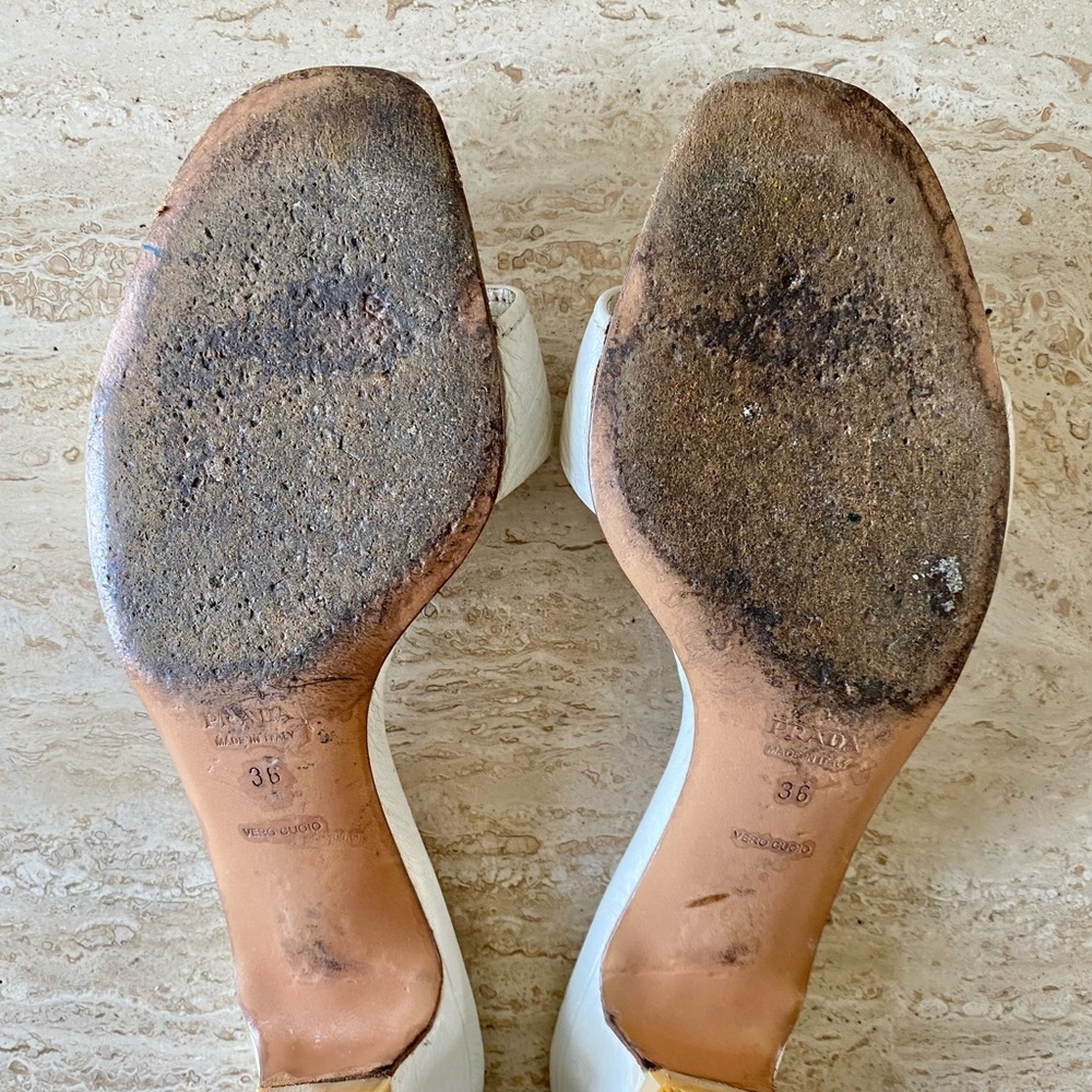 Vintage Prada Logo Kitten Heel Sandals - Picture 8 of 8